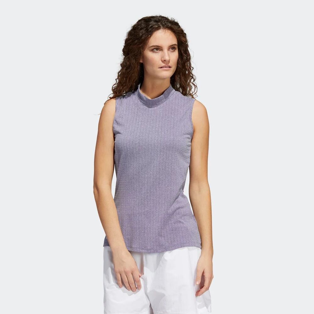 Adidas Essential Sleeveless Golf Top Polo in Legacy Indigo / White Size Large